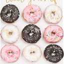 Donut Wall Display Stand Reusable Donut Holder Board Rustic Wood Doughnut Food Buffet Display for Wedding, Baby Shower, Bridal Shower, Birthday Party Treat Yourself Fits 9 Donuts (White)