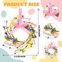 4 Pcs 9.5" Small Easter Wreaths for Cabinet Mini Spring Artificial Easter Egg Wreath with Forsythia Flowers and Ribbon Bow for Spring Kitchen Front Door Porch Window Wall Cabinet Decor