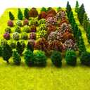 70pcs Mini Mixed Miniature Fake Trees Model Train Scenery Artificial Wargame Trees Model Railroad Scenery Diorama Supplies for DIY Landscape