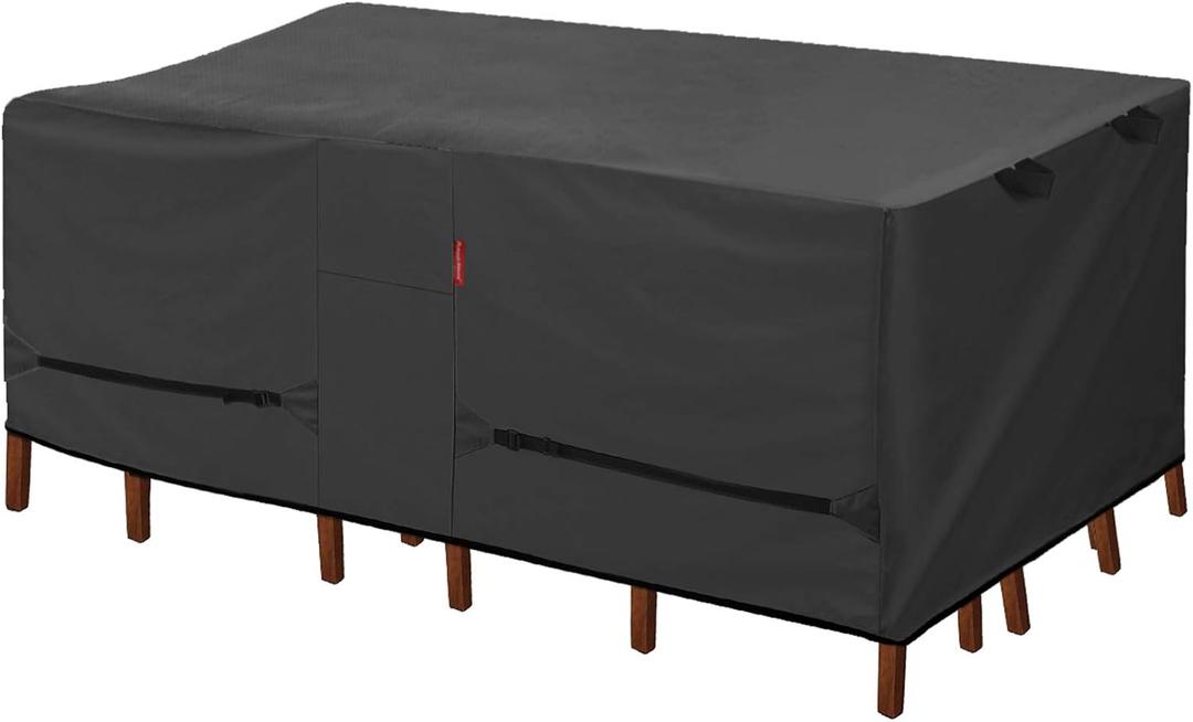 Porch Shield Patio Table Cover - Waterproof Outdoor Dining Table and Chairs Furniture Set Cover Rectangular - 108 x 60 inch, Black