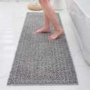 ILANGO Bathroom Rugs Light Grey 55x24,Extra Soft Absorbent Chenille Bath Rugs,Thick Non-Slip Shaggy Bath Mat,Machine Washable Quick Dry Bath Mats for Bathroom Floor, Tub, Shower Accessories