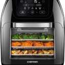 CHEFMAN Multifunctional Digital Air Fryer+ Rotisserie, Dehydrator, Convection Oven, 17 Touch Screen Presets Fry, Roast, Dehydrate, Bake, XL 10L Family Size, Auto Shutoff, Large Easy-View Window, Black, 10 Quart