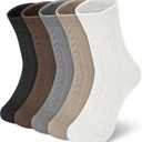 YSense Womens Wool Socks, Winter Boot Socks Stocking Stuffers Gifts for Women Men Warm Crew for Hiking (Large, Light Grey Khaki Cream White Black Coffee)