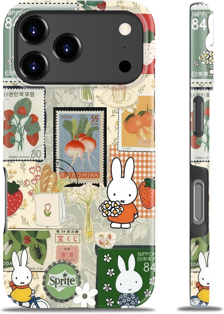 MERRO for iPhone 17 Pro Case - Wireless Charging Compatible - Dual-Layer Hard Shell & Silicone Cover - Protective Phone Case with Cute Wildflower Designs for Women - Cute Collage
