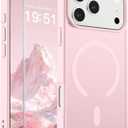 SUPFINE Magnetic for iPhone 17 Pro Max Case with Screen Protector (Compatible with MagSafe)(Military Grade Drop Protection) Translucent Matte Shockproof with Anti-Fingerprint Phone Cover, Light Pink