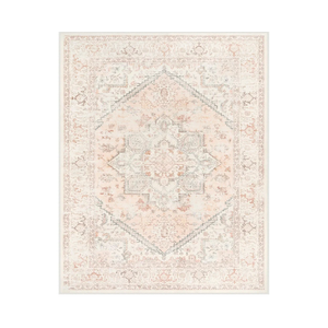 LIVEBOX Pink 10x14 Area Rug, Extra Large Vintage Area Rugs for Living Room Boho Soft Low Pile Non Slip Rug, Retro Non Shedding Indoor Carpet for Bedroom Dining Room Under Table
