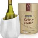 Gusto Nostro Marble Wine Chiller Bucket - 750ml Wine Bottle Cooler and Champagne Chiller for Party, Kitchen, Bar Cart Decor to Chill & Keep Bottles Cold with Unique Wine Lovers Gift Box (White)