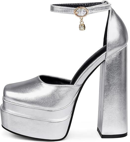 MERUMOTE Women's Platform Heels Sky High Heel Sandals Party Bridal Evening Shoes, Size 7.5