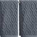 Artoid Mode 2 Pcs Grey 3D Diamond Grid Jacquard Hand Towels for Bathroom, 100% Cotton Soft Absorbent Bathroom Decor Towels, 13.7 x 29.5 Inch