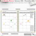 4 x 2026 Planner, Weekly and Monthly Calendar Planner from January 2026 - December 2026, 8.5" x 11" Hardcover Leather Hourly Appointment Book with Tabs, Spiral Daily Planners for School Work Home, Green