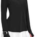 IECCP Womens Long Sleeve Golf Shirts Sun Protection 1/4 Zip Pullover Summer Quick Dry Athletic Hiking Running Workout Tops, Blaack, Medium
