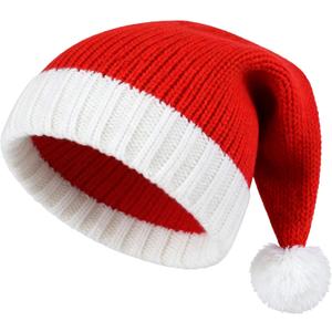 2 x Santa Hat Christmas Hats Xmas Party Red Knitted Beanie for Adult Women Men