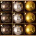 DN DECONATION Christmas Ball Ornaments Set of 9, Gold & Silver & Brown Glass Ball Ornaments 3.14, Decorative Hanging Ornaments for Christmas Tree, Holiday Decorations Indoor Winter Decor Gift (Matte 3 Color)