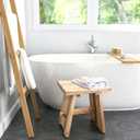 18" Teak Shower Bench Solid Wood Stool 800 lb Rustic Waterproof Seat, 18 x 18 x 12 inches