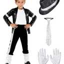 ACLGCSU Dance Costumes for Kid, 80s 90s Star Outfit Set for Boys Cosplay Halloween Role Play Party Dress Up, Small