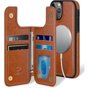 for iPhone 11 Pro 6.1" Phone case[Compatible with magsafe][RFID Blocking Leather][Magnetic 2-in-1 Detachable][Back Flip Folio Wallet Cases]Shockproof Men Women Cover for Apple 11Pro Light Brown