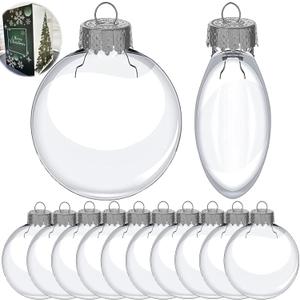 3.15 inch Clear Plastic Ornaments, Christmas Balls, DIY Fillable Ornament Clear Ornaments for Crafts - 24 PCS (Silver1)