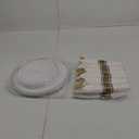 Gold & Silver Disposable Dinnerware w/ Rolled Napkins - Heavy Duty Plastic Plates & Cutlery (72 pcs, 12 Guests)