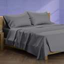 XOOX Linen 100% Egyptian Cotton King Size Sheets Set - Luxury 1500 Thread Count Egyptian Cotton Sheets King Size, 17" Deep Pocket, Soft, Cooling Sateen Weave Hotel Quality Bedding Set - Dark Grey