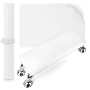 Nail Arm Rest for Acrylic Nails with Nail Table Mat, Microfiber Leather Nail Hand Rest Cushion for Nails, Soft Hand Pillow Footstool with Foldable Nail Art Hand Rest Pad for Nail Tech Use (White)