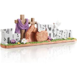 Fumete Easter Decorations He is Risen Decor Resin Religious Easter Decor Table Spring Figurines for Home Household and Office Table Decoration