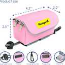 Dog Treat and Poop Bag Holder for Leash, 2 Waterproof Zipper Pouches for Pet Walking Accessories, with Dispenser, Training Clicker and 1 Free Roll (Pink)