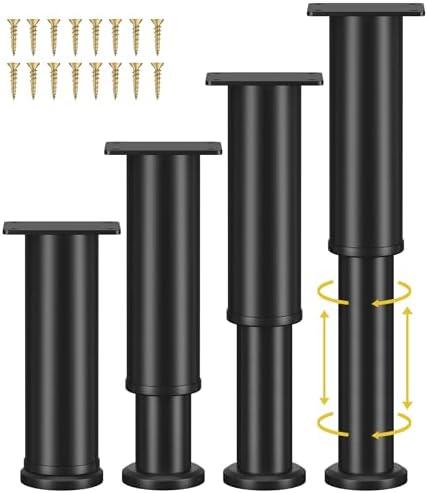 Wlrrcwdttc 4 Pcs Adjustable Bed Support Legs for Bed Frame/Bed Center Slat, Metal Adjustable Furniture Legs 7.08-13 inch for Bed/Sofa/Cabinet/Couch/Dresser/Table, Thickened Heavy Bed Replacement Legs