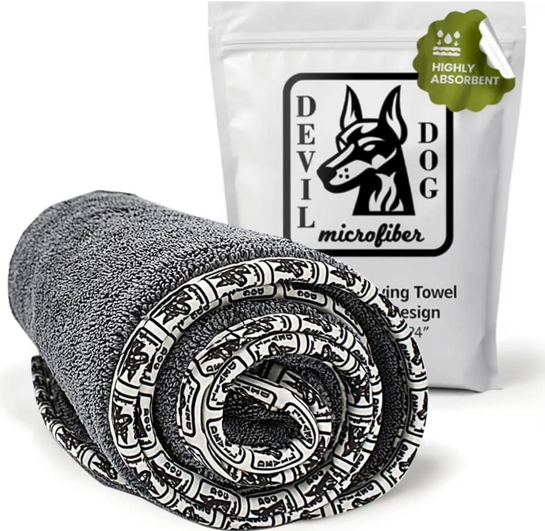 Premium Drying Towel  Small 16" x 24" Super Absorbent Microfiber Dog Bath Towel  Quick Dry, Soft & Durable Dog Towel for Drying Dogs  1200 GSM Gray for Beach, Camping & Travel
