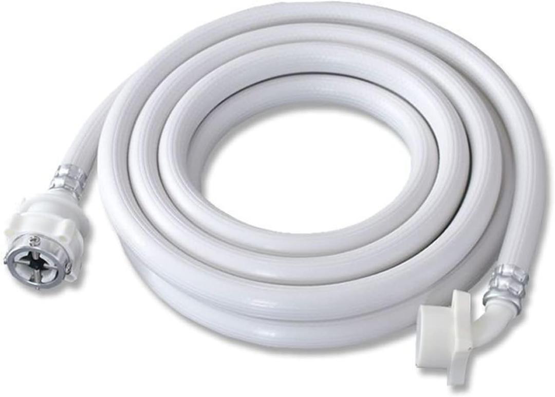 Washing Machine Inlet Hose, Burst Proof Washing Machine Water Inlet Pipe, Washer Pipe with Connectors, Water Inlet Connection Supply Line, White Long Universal PVC Hose (1.5 m/ 5 ft)