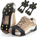 Ice Cleats Snow Traction Cleats Crampons for Shoes and Boots Non-Slip Overshoe for Walking on Snow and Ice Rubber Walking Cleats Anti-Slip Crampons, X-Large (10-12.5 men/11.5-14 women)