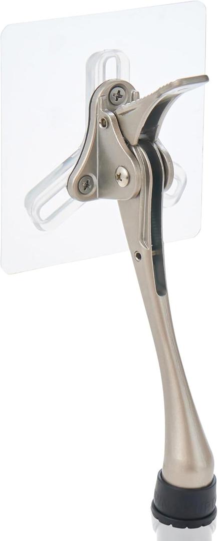 HOME&I Adhesive Kick Down Door Stopper,No Drilling Large Self Adhesive Plate,Height-Adjustable Rubber Foot (1, 6-Inch/Nickel)