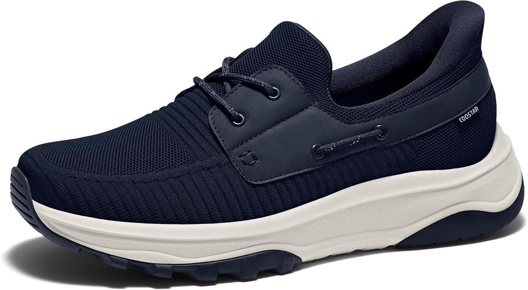 Slip On Shoes for Men Orthopedic Walking Shoe with Arch Support Hands Free Loafers Casual (9, Navy)