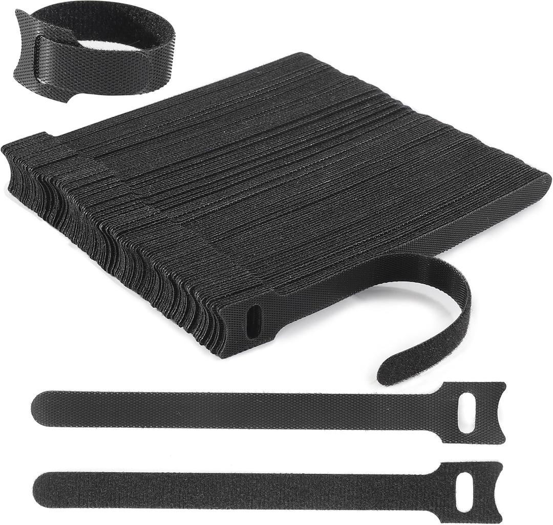126 PCS 6 Inches Reusable Cable Ties, Adjustable Cord Straps, Wire Organizer, Cord Wrap and Hook Loop Cable Management - Black