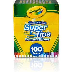 Crayola Super Tips Marker Set (100ct), Fine Point Washable Markers, Drawing Markers for Kids & Adults, Great for Thick & Thin Lines