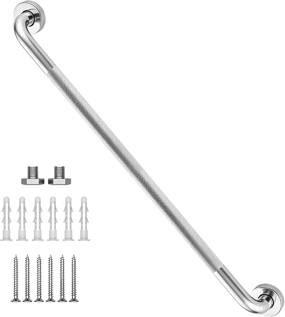 36 Inch Shower Grab Bar, Brushed Nickel Anti Slip Safety Bars, 304 Stainless Steel Bathroom Handrail, Handicap Grab Bars for Wall, Shower Grip Handle for Seniors Elderly Injury Assist Bath (1.25" Dia)
