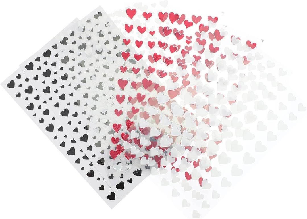 8sheets Adhesive Decals Girls Valentine's Decal Decor and DIY Decorations Stickers Nail Self- Manicure Accessories for Women Sticker Love Shaped Wedding Heart Day Romantic