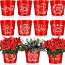 Hoolerry 16 Pcs Christmas Bucket Gardening Pots Planters Accessories Galvanized Planters Red Metal Pail 6 Inch Galvanized Flower Plant Pots Gardening Container for Gardens Patios Decorations
