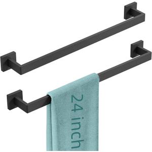 Bathroom Towel Bar,24 Inch Towel Racks for Bathroom Wall Mounted,Stainless Steel Towel Rail Hanger for Wall,Matte Black Towel Holder for Wall, Kitchen(1 Pack)