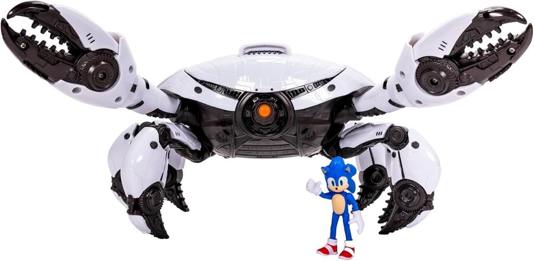 Sonic The Hedgehog Sonic 3 Movie Toys Crab Mech Pinching Claws Playset with 2.5 Inch Sonic Action Figure Officially Licensed 3 Movie Playset Toys for Kids