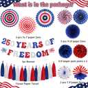 Roetyce 250th Anniversary American Decorations, Red White and Blue Glitter 250 Years of Freedom Banner Photo Backdrop Background, USA Patriotic 4th of July Independence Day Party Supplies