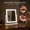DECADENCE 14.1 x 12.1 in Lighted Makeup Mirror, 10X/5X Magnifiers | Plug-in tabletop vanity mirror with 3 color lighting, dimmable touch control, 360° rotation, and removable 10X/5X magnifiers.