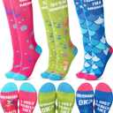 3 Pairs Winter Knee High Sock Gifts Fuzzy Novelty Funny Knee High Sock for Women Girls