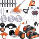 Electric Weed Wacker Cordless 21V Electric Weed Trimmer Battery Powered Brush Cutter, 3 in 1 Cordless Grass Trimmer Edger Lawn Tool with 2 Pcs 4.0Ah Battery, Edger for Yard Garden