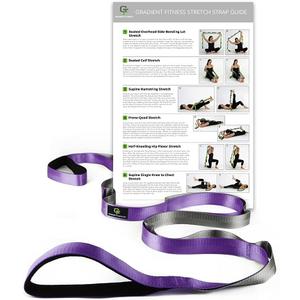 Gradient Fitness Stretching Strap for Physical Therapy, 12 Multi-Loop Stretch Strap 1" W x 8' L, Neoprene Handles, Physical Therapy Equipment, Yoga Straps for Stretching, Leg Stretcher.