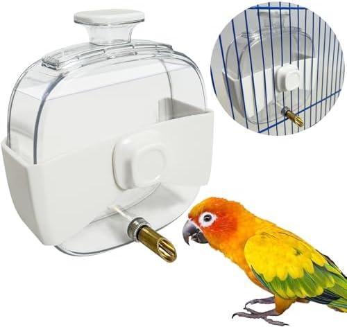 PINVNBY Bird Water Dispenser 15.22 Fl Oz Automatic Bird Water Feeder for Parakeet Budgie Lovebird Cockatiel Finch (White)