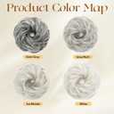 CJL HAIR Small Messy Bun Hair Pieces for Women Thin Hair Synthetic Curly Mini Scrunchies Hairpiece Updo with Elastic Band 2PCs Grey Multi
