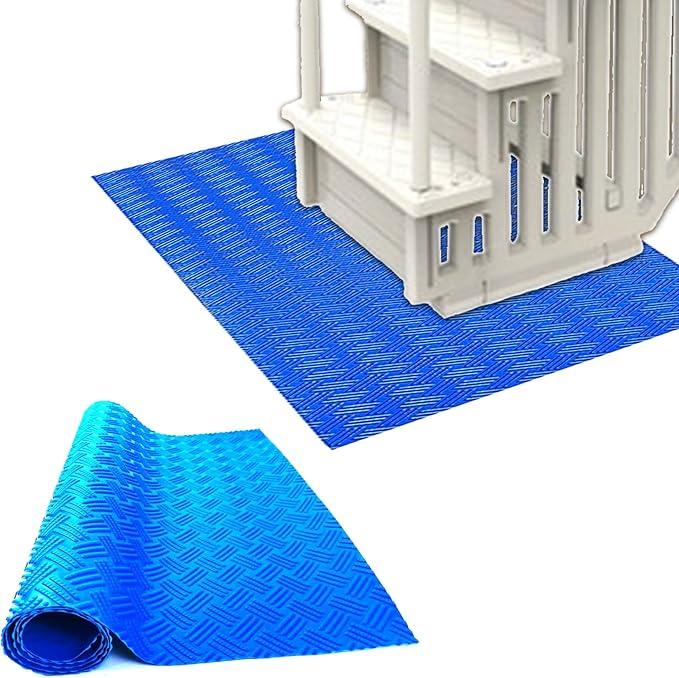 Swimming Pool Ladder Mat,Swimming Pool Step Mat with Non-Slip Texture - Blue Protective Pools Step Pad, Pool Accessories for Above Ground Stairs (36 X 36 Inch)