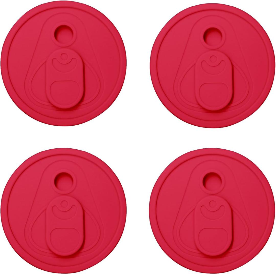 4 Pack Silicone Lids for Glass Cups with Bamboo Lids and Straws, 2.75inch/70mm Silicone Lids for 16OZ 20OZ 24OZ Glass Cups Red