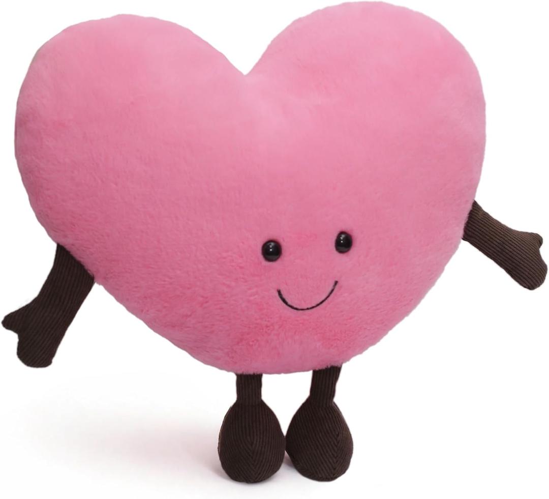 1 lb Weighted Heart Plush Pillow - 12 inch Stuffed Animal Weighted Plush Toy, Cute Valentine's Day Gift, Cuddle Heart Red/Pink