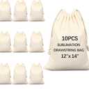 10 PCS Sublimation blank drawstring bag Reusable canvas Heat Press DIY crafts Party Wedding Christmas storage Home party art supplies